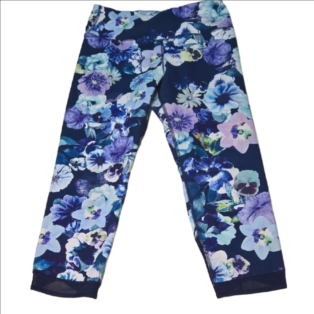 Old Navy Active Go Dry Leggings Blue Purple Floral Large
